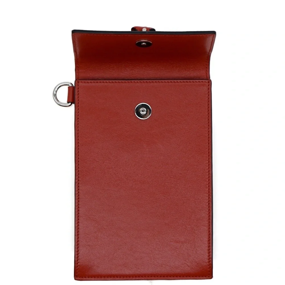 Valentino V-RING Wallet & Pouch On Strap Red Leather New